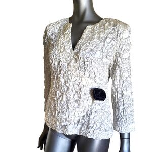10. Jackie Jon Vtg. Off White Faux Wrap Top - Size Large